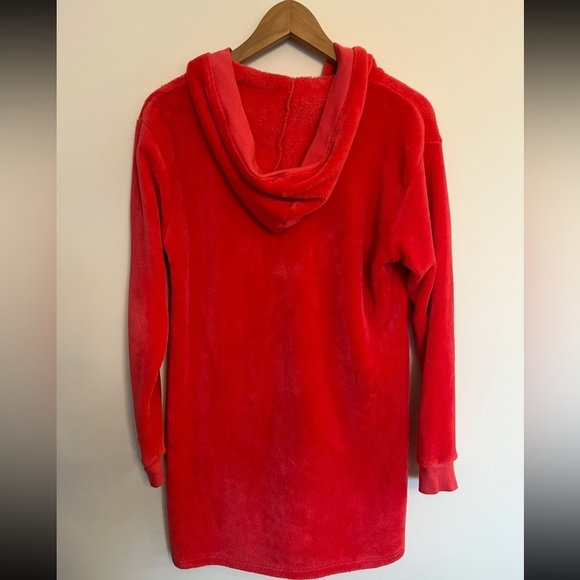 Pink Hooded Button-Up Pullover pajama pink small - Picture 3 of 5